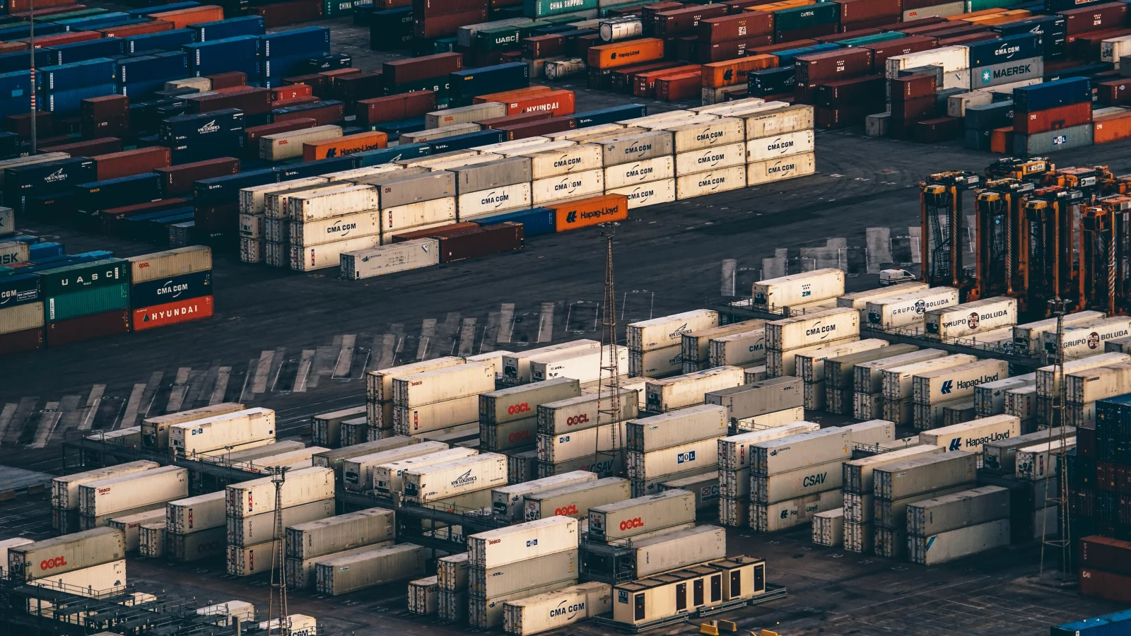 Shipping containers at an international commercial port