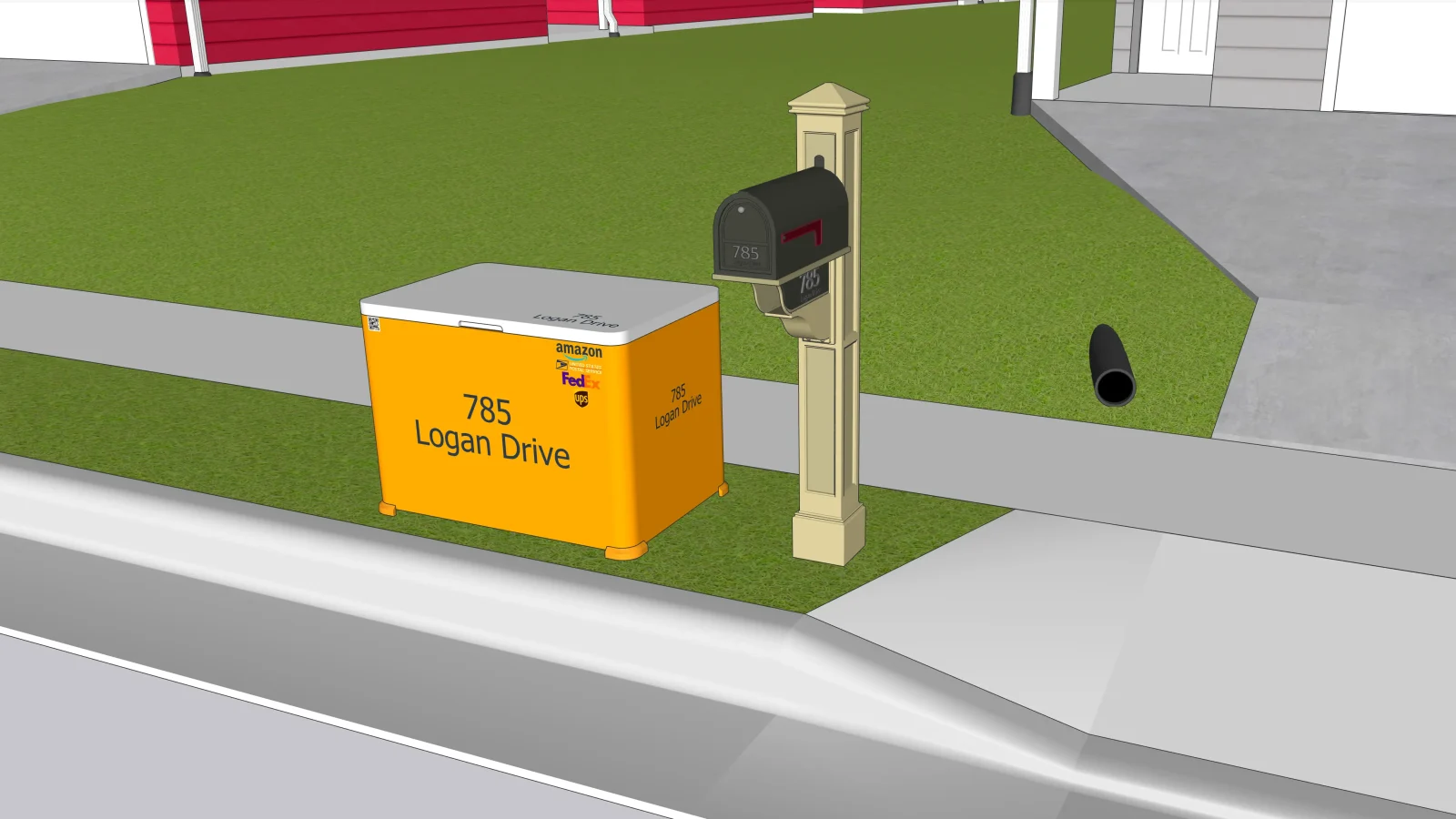 Parcel delivery box illustrating electronic commerce